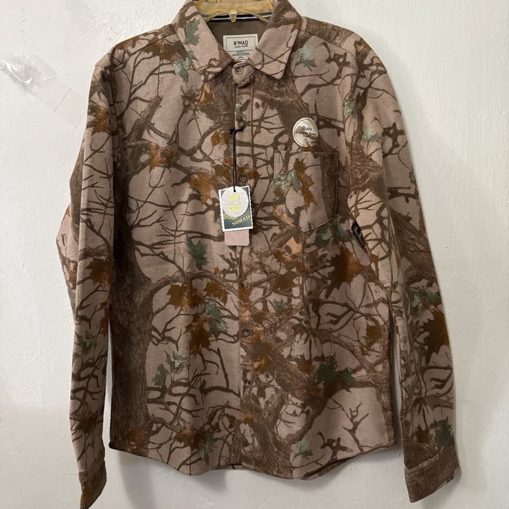 NOMAD Craft+Flow Men's Cozy Thermal Lined Flannel Shacket Burton Camo M NWT